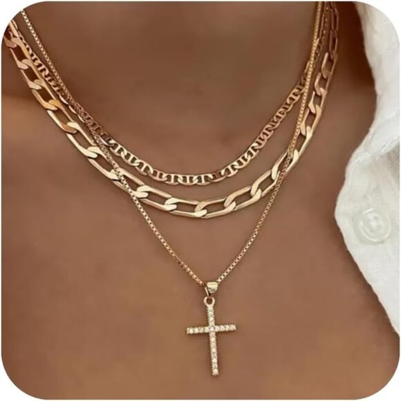 Jewelry - Cross Necklace for Women,Stackable Stacked Stacking Layering Layered Necklaces D